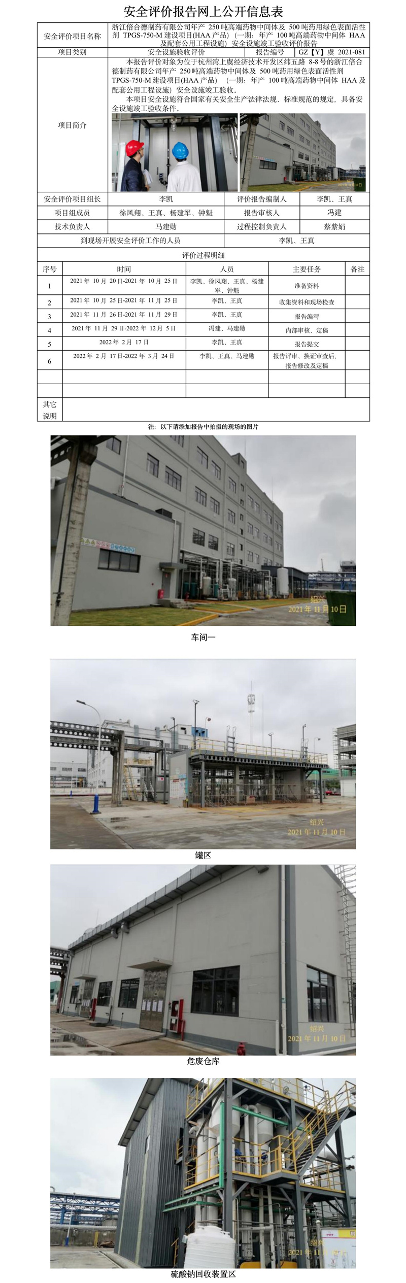 GZ【Y】虞2021-081浙江倍合德制药有限公司年产200吨高端药物中间体HAA建设项目（一期100吨HAA及配套公用工程）安全设施竣工验收评价报告  网上公开信息表.jpg